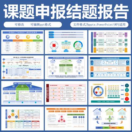 课题申报精选12图教学能力比赛PPT模板结题架构图12十二图设计