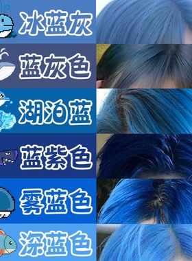 鸢尾蓝雾蓝色染发剂蓝黑雾霾蓝免漂斑蓝灰克莱因蓝冰蓝色系染发膏