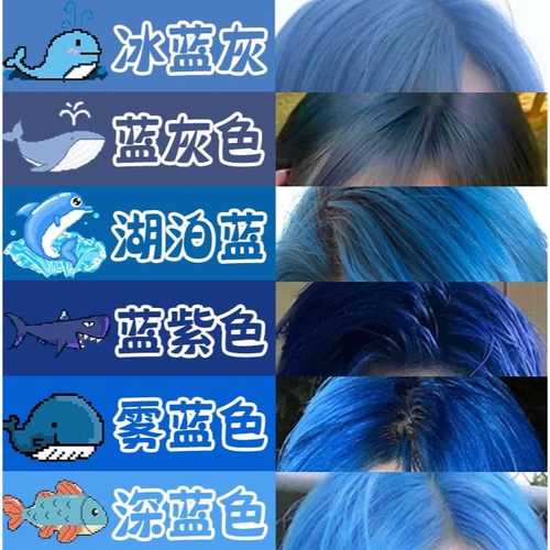 鸢尾蓝雾蓝色染发剂雾霾蓝灰色女
