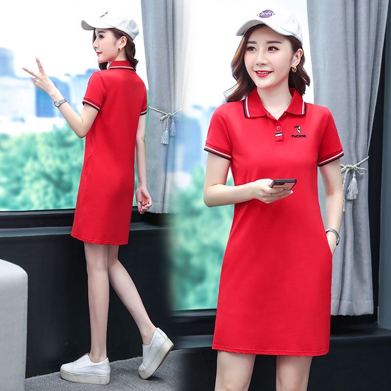 高尔夫球服装女士连衣裙2024春夏装短袖裙胖mm显瘦加大码运动裙子