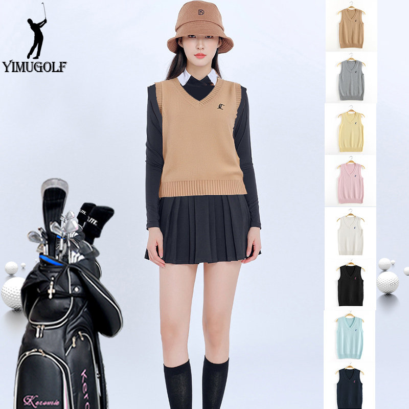 高尔夫球服装背心马甲女外穿百搭纯棉针织衫上衣golf衣服女春秋冬