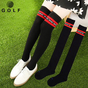 高尔夫字母长筒袜VT袜纯棉韩国新款过膝袜golf球袜长袜运动袜显瘦