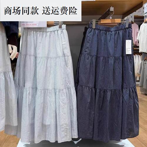 26春夏新款女装484820 常规款层叠松紧腰长裙半身裙484822 484821