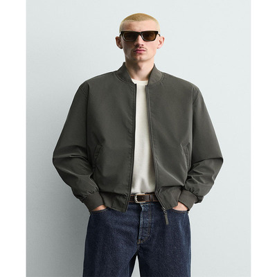 立领轻薄科技面料飞行员夹克外套