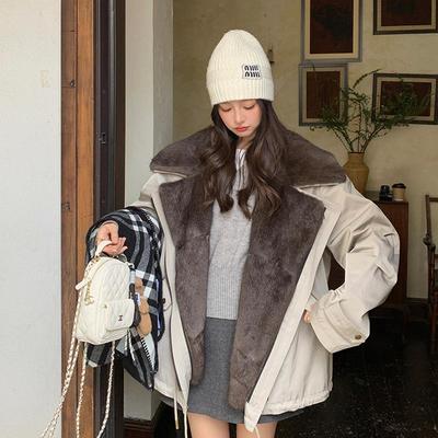 2024冬季新款皮草鹅绒派克服短款