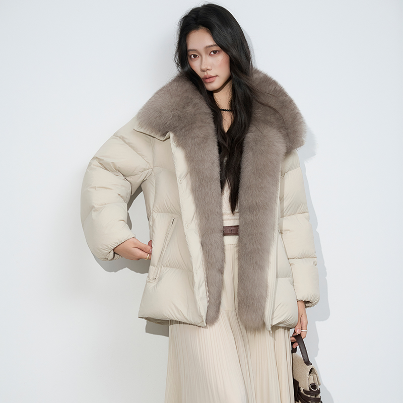 2025新款羽绒服女短款款大毛领皮草时尚气质宽松加厚保暖外套冬季