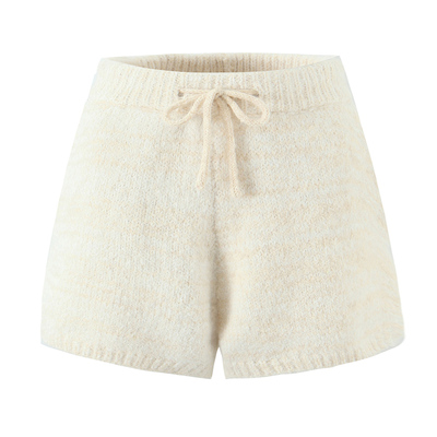 松紧腰系带针织短裤女高腰打底裤