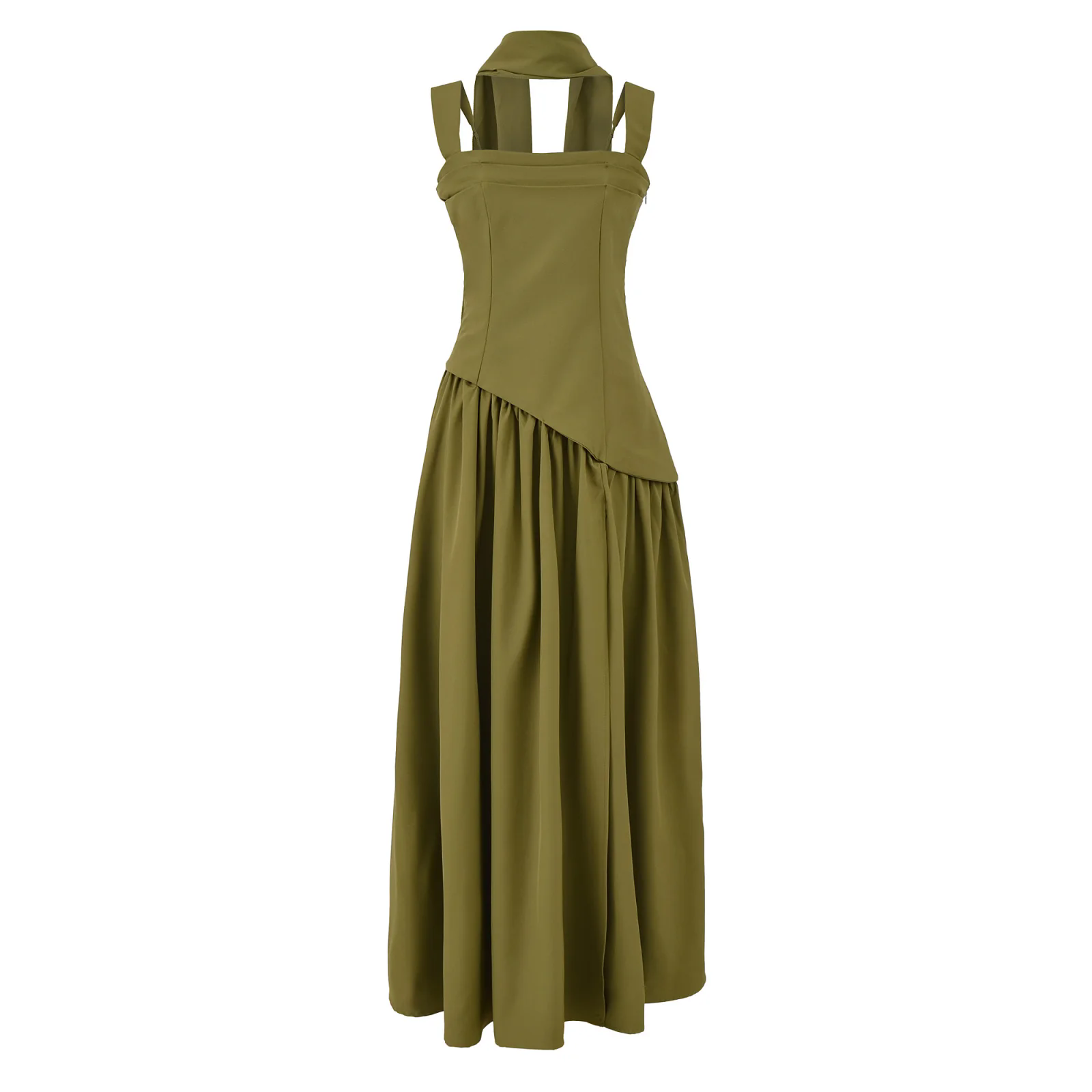 欧美性感方领抹胸吊带连衣裙女