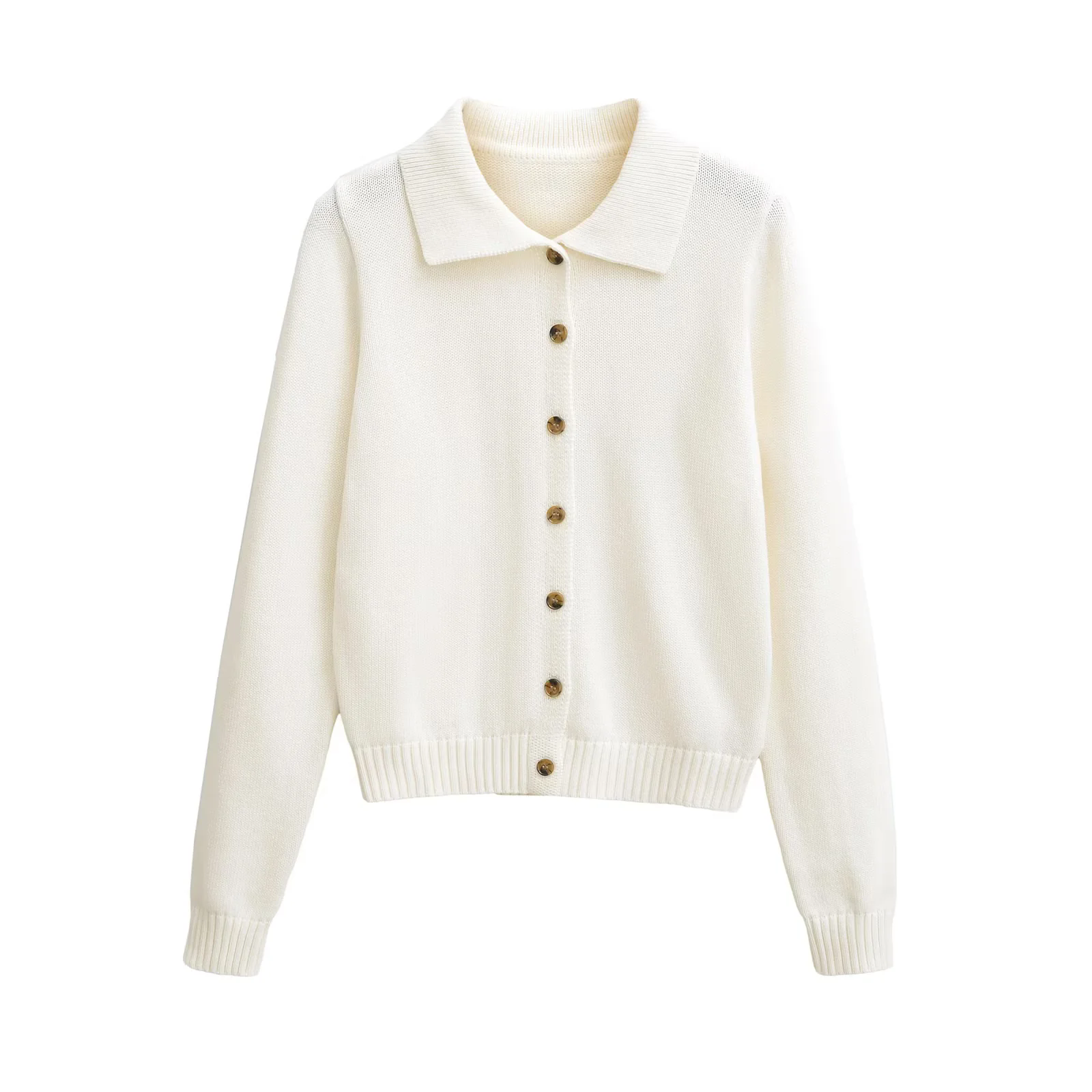 宽松显瘦百搭翻领针织毛衣开衫女