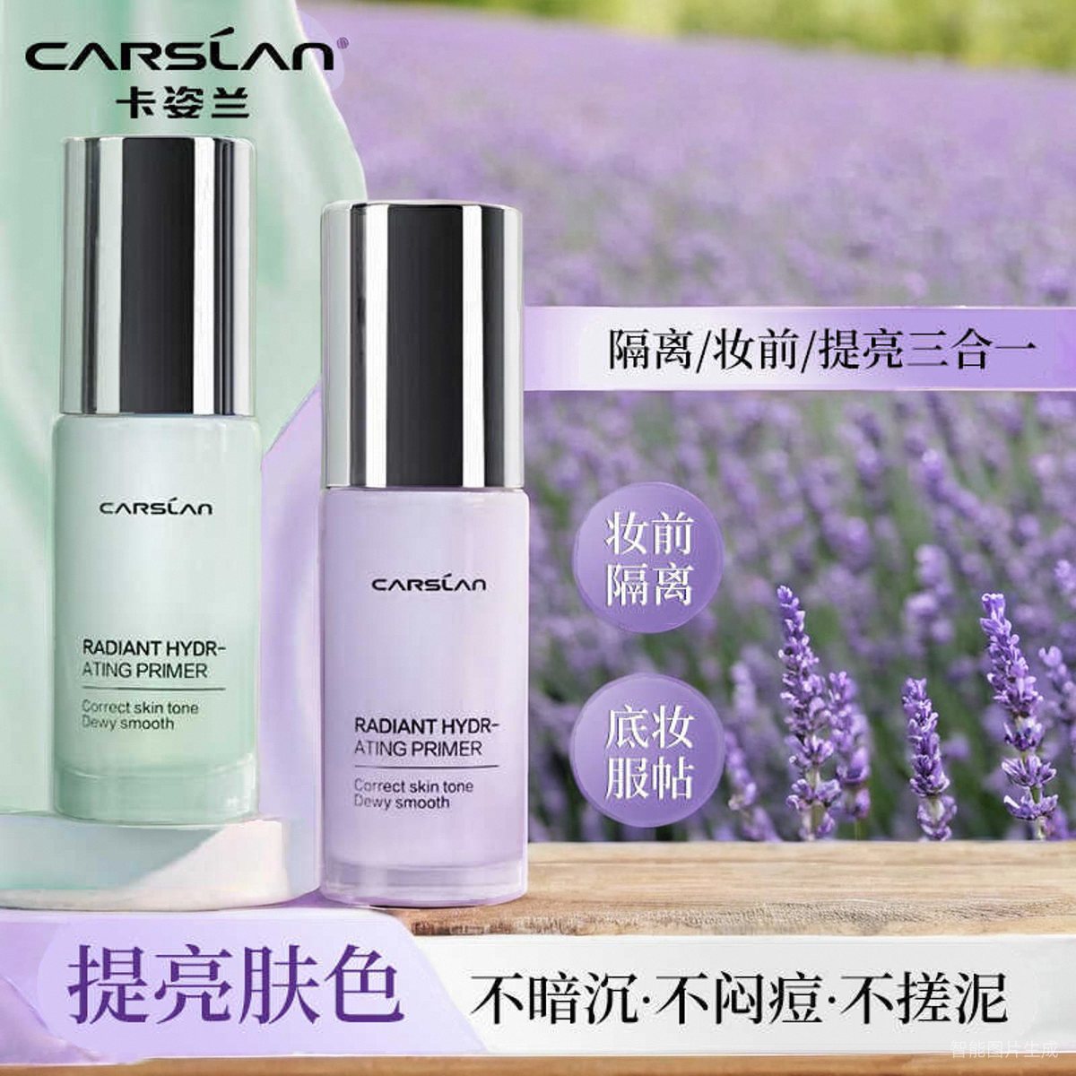 卡姿兰隔离霜遮瑕三合一防水防汗提亮肤色紫色素颜霜裸妆懒人霜