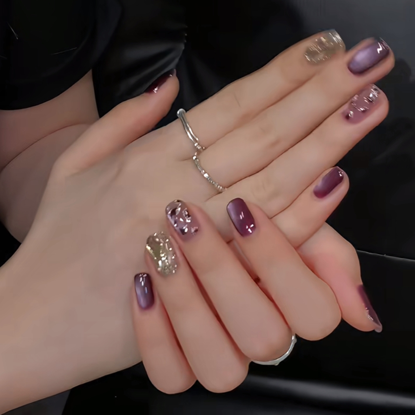 紫气东来纯手工穿戴美甲短款