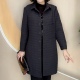 春秋新款 菱格纹风衣女翻领排扣宽松百搭外套中老年妈妈 夹棉中长款