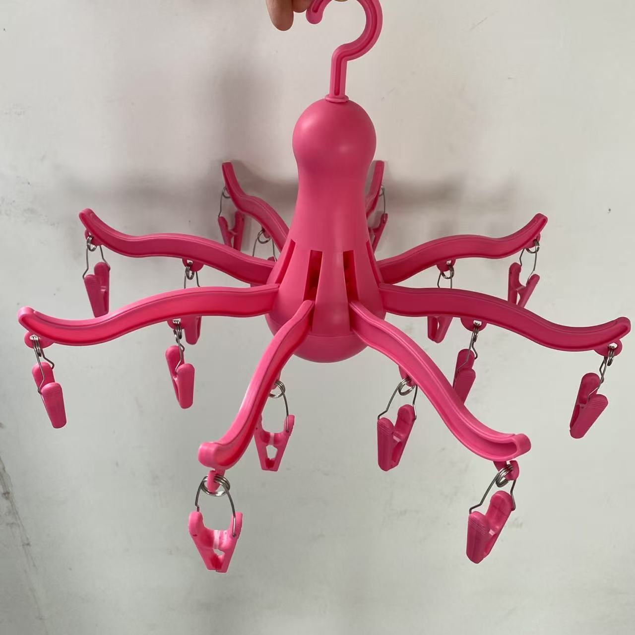 普利萨悬挂式晾衣架带16个衣夹章鱼塑料袜子夹内衣架阳台衣架