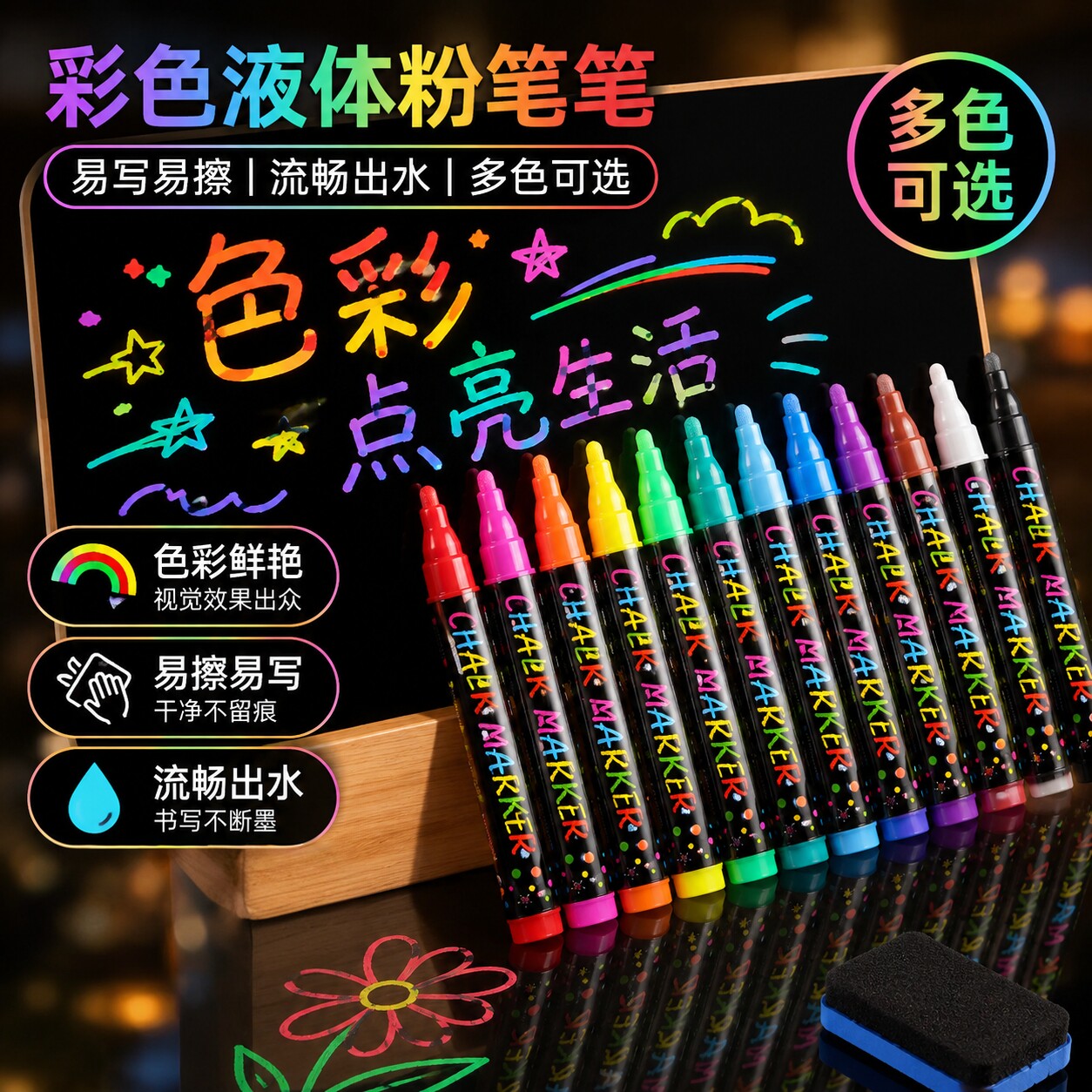 白色液体粉笔可擦水性黑板笔图片