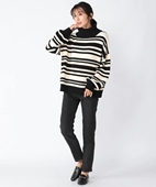 BARN弹力一体绒铅笔裤 时尚 进口松紧腰裏起毛加绒牛仔小脚裤 烟管裤