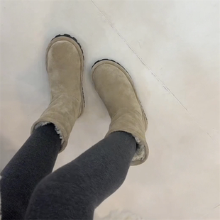 2025冬季 丑萌憨憨大头雪地靴女厚底中筒靴加绒保暖东北大棉靴 新款