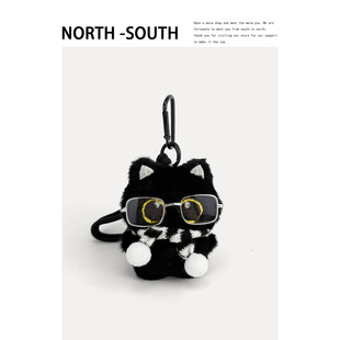 明星同款眼镜框黑猫玩偶包包挂件小公仔SID裴猫猫钥匙扣可爱礼物