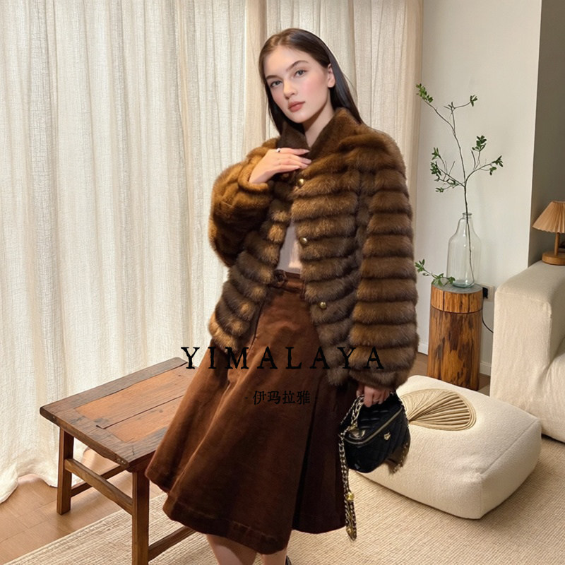 御姐风紫貂满天星短款皮草秋冬