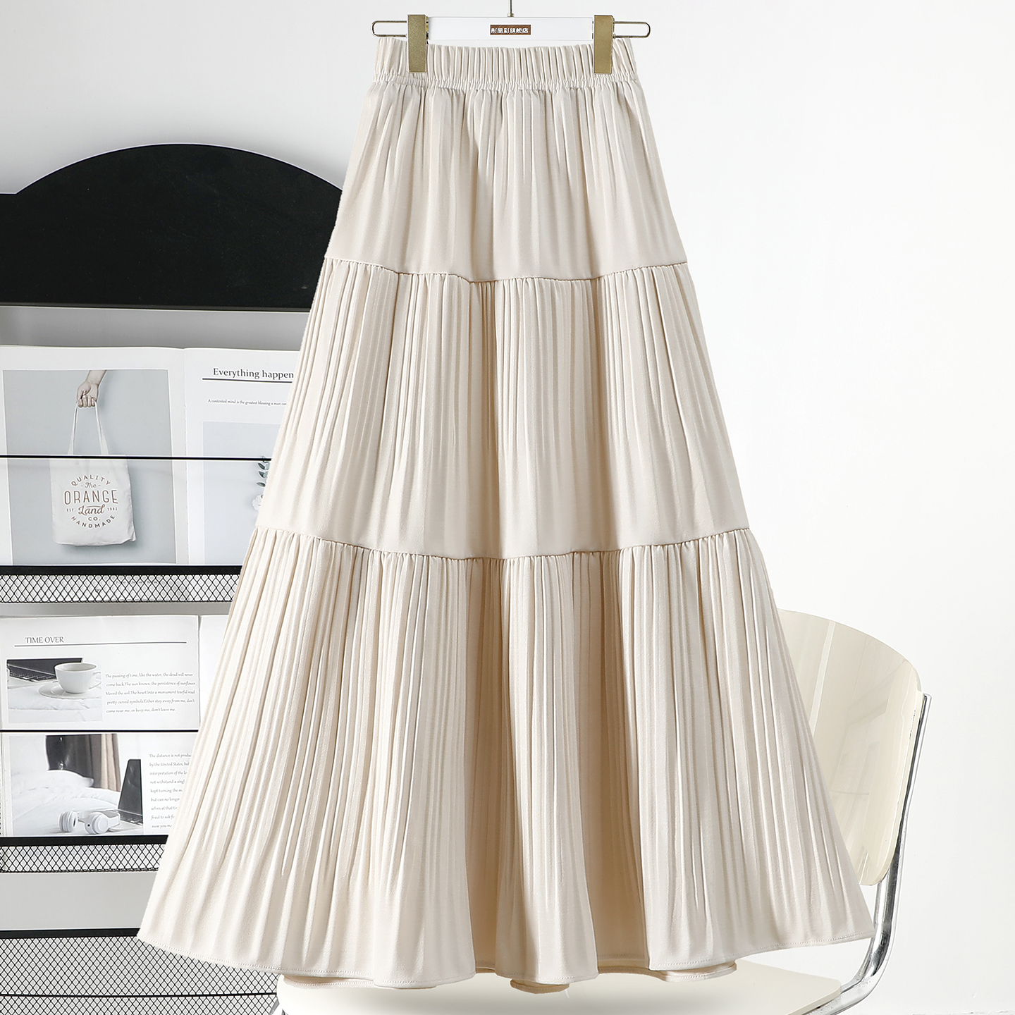 毛呢百褶裙高腰蛋糕裙半身裙女秋冬2025高级新款休闲百搭a字长裙