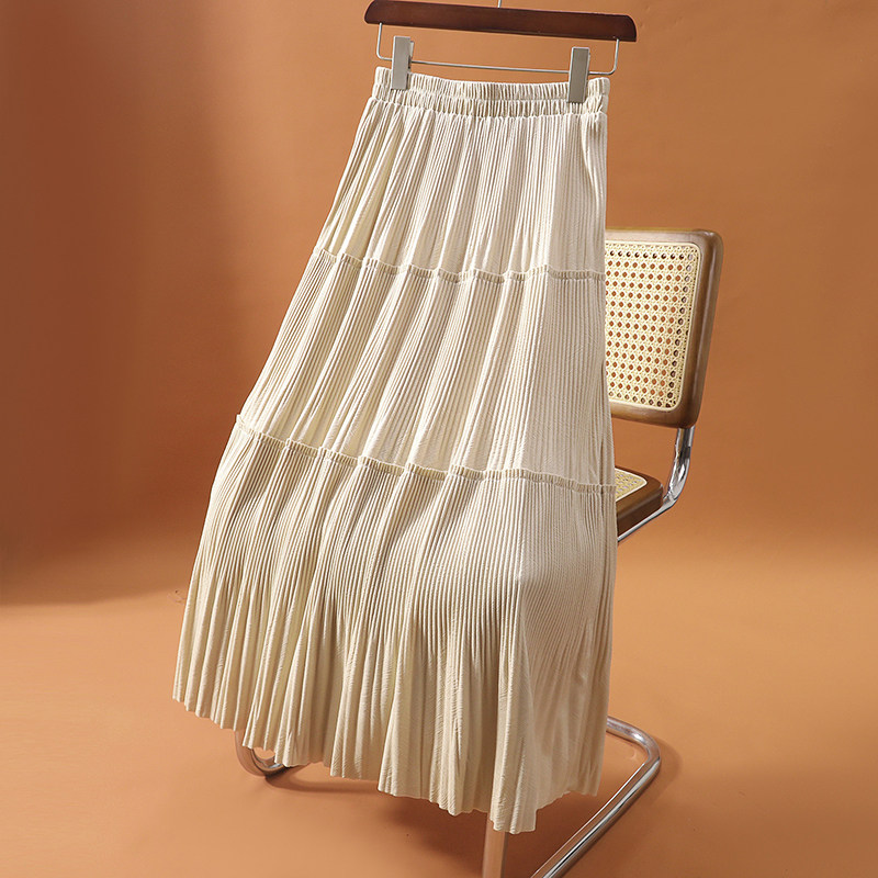 杏色丝绒半身裙女秋冬2024新款高腰a字蛋糕百褶裙灯芯绒中长款裙,女装/女士精品,半身裙,淘宝优惠券,粉丝福利购,淘宝优惠卷