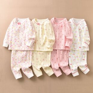 松优西松屋日系家居套装儿童女孩潮范小花睡衣长袖磨毛舒绒保暖衣