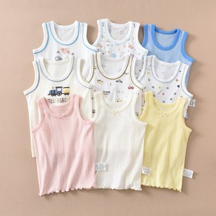分儿童背心夏季新款透气清爽男女孩宝宝无袖上衣无袖跨栏卡通纯棉