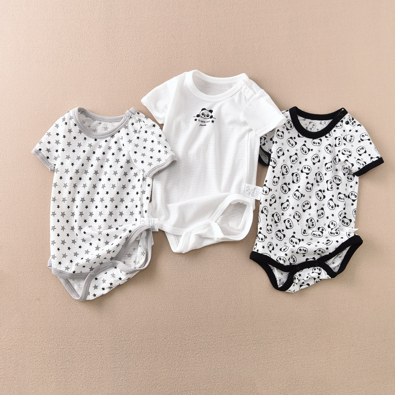 短袖爬服连体服哈衣薄纯棉婴幼儿三角包屁衣出口日本厂家楼梯汗布
