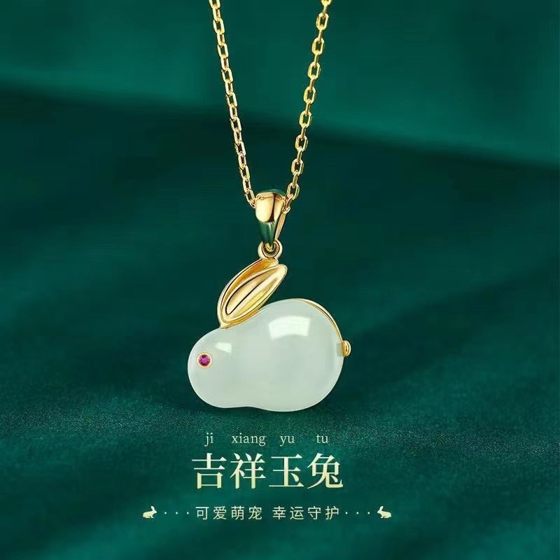 新款 中式兔年本命年项链女吊坠鸿运玉兔礼物女款other全新
