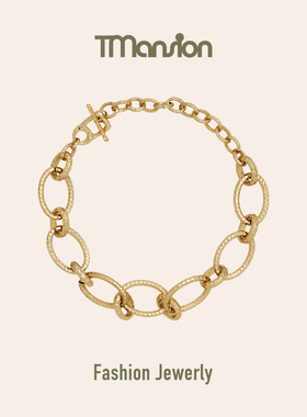 T公馆▲原创vintage法式简约素链环扣项链个性chocker锁骨链女