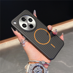 肤感实色瓦楞滴油适用于oppoFindx8手机壳超细磁吸圈高级感oppofindx8pro全包大孔findx7uitra防摔高级感情侣