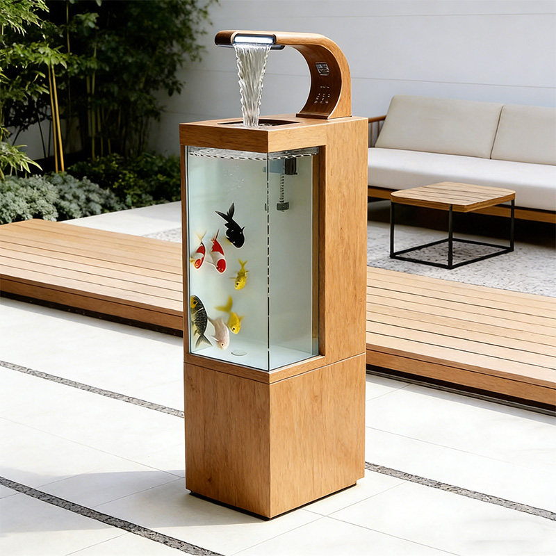 天谭水阳台不锈钢鱼池花箱金属流水摆件室外露台庭院水景瀑布