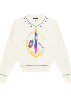 Ria Mitchell(铔) 2023 Magnolia*Sweater 立象坠针织棉V领女毛衣