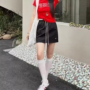 松紧腰抽绳A字短裙女夏季 速干显瘦半身裙刺绣休闲运动裙 2026新款