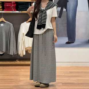 条纹糯米半身裙女春夏2026新款 慵懒风显瘦垂感A字裙宽松休闲裙子