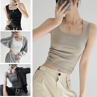 白色宽肩带上衣可外穿 遮副乳设计感小众无袖 新款 吊带背心女夏季
