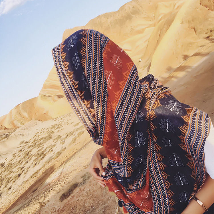 棉麻印花丝巾海边防晒大披肩丝巾波西米亚沙滩围巾沙滩巾女夏