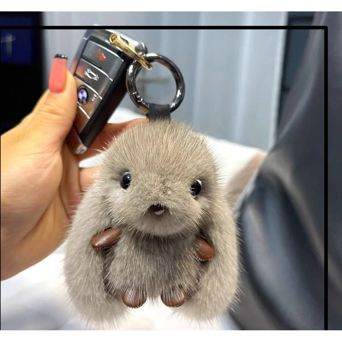 可爱毛绒小兔子仿水貂毛汽车钥匙扣挂件公仔包包挂饰手工挂件