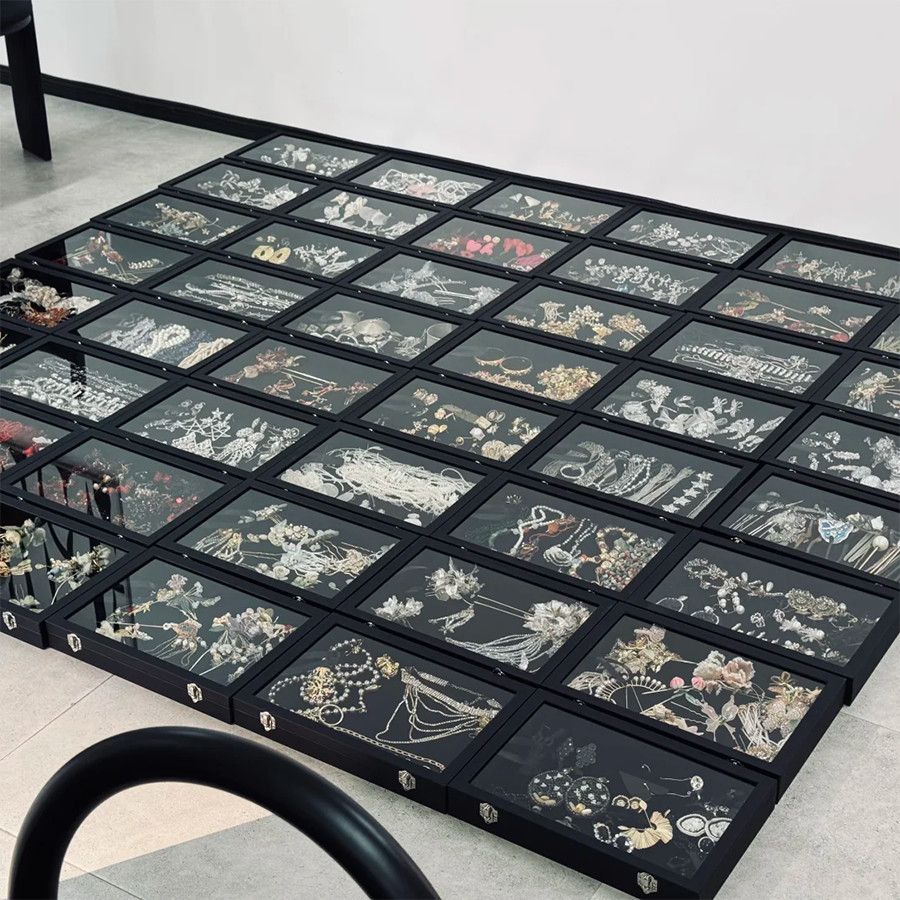 古风发簪收纳盒透明大容量头钗发饰绒布首饰盒珍珠项链整理珠宝箱