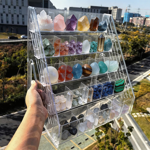 天然迷你天然矿石水晶矿收纳盒展示盒宠物石头贝壳微贝收纳展示架