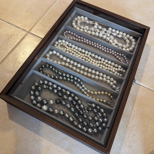 项链收纳盒精致大容量珍珠项链手骨链整理展示架梳妆台柜台饰品盒