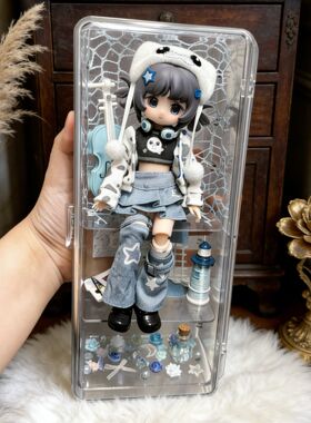 BJD娃娃收纳棉花娃娃展示盒ob11-24迷你展示柜吃谷防尘GSC娃桶柜