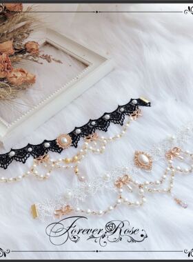 原创手作风华丽款蕾丝珍珠项链