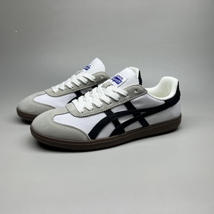真皮拼接布2025新款美式复古白黑德训鞋平底阿甘鞋男运动休闲鞋子