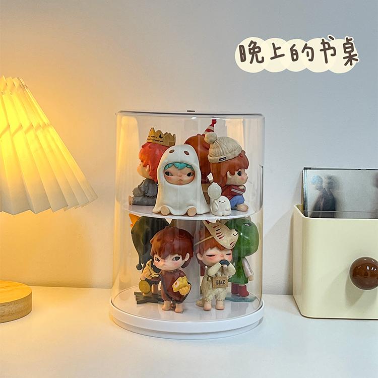 旋转透明防尘适用于泡泡玛特展示盒手办展示柜盲盒乐高展示架收纳