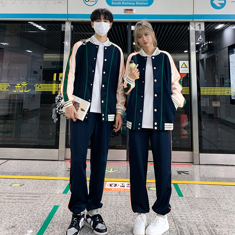 高中班服ins棒球服秋季套装韩版学院风初中生演出校服三件套定制