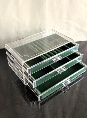 亚克力首饰收纳盒绿色首饰盒大容量多层抽屉式戒指项链珠宝收纳盒