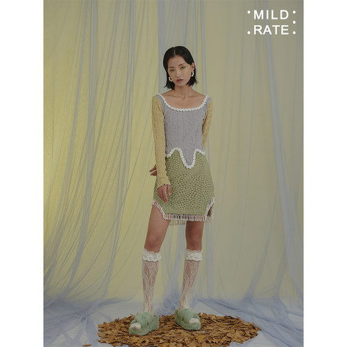 MildRate原创 设计感少女珍珠流苏重工刺绣蕾丝超短裙包臀裙新款 - 封面