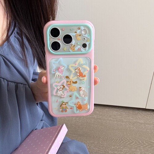 彩色涂鸦星星可爱狗狗合集适用苹果17ProMax手机壳iphone15新款16pro硅胶17pro女款15promax防摔保护套