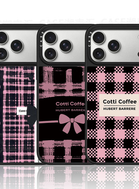 Cotti Coffee蝴蝶结格纹手机壳苹果17promax适用iphone16pro保护套可爱卡通14/13/12明星同款潮牌镜面保护