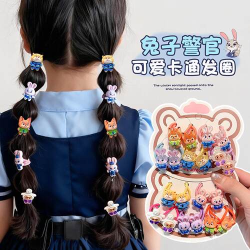 疯狂动物城儿童发圈可爱女童丸子头皮筋女孩扎发头绳朱迪尼克头饰